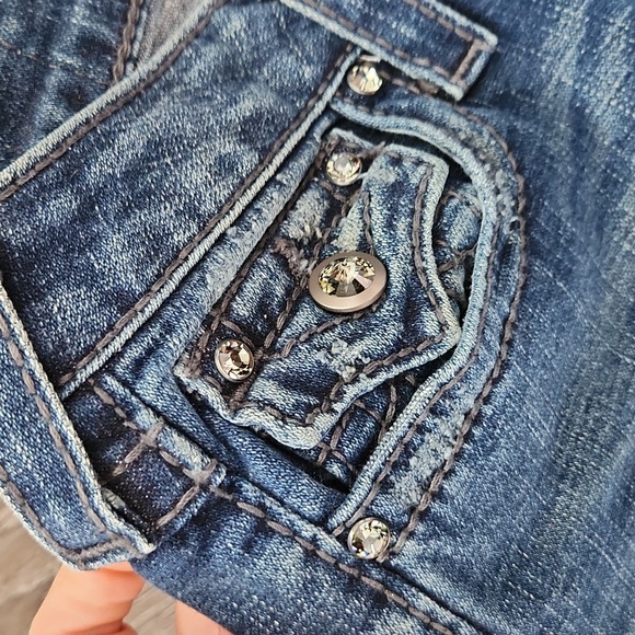 Rare Authentic Disco Becky True Religion Jean's with Diamonds buttons Size 28 - Picture 3 of 5